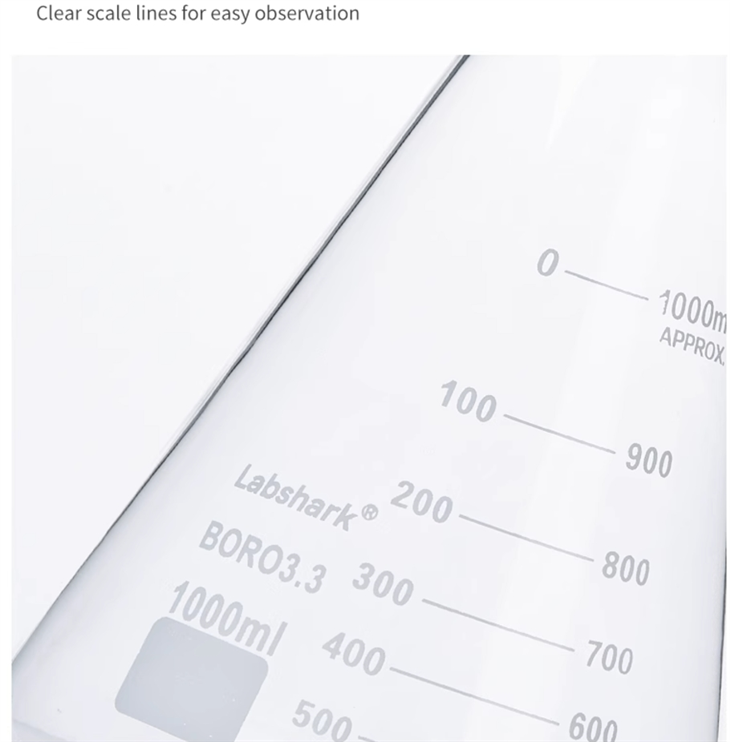 BKMAM Hot Sale Laboratory Use Borosilicate Glass 3.3 Narrow Neck Conical Flask Erlenmeyer Flask