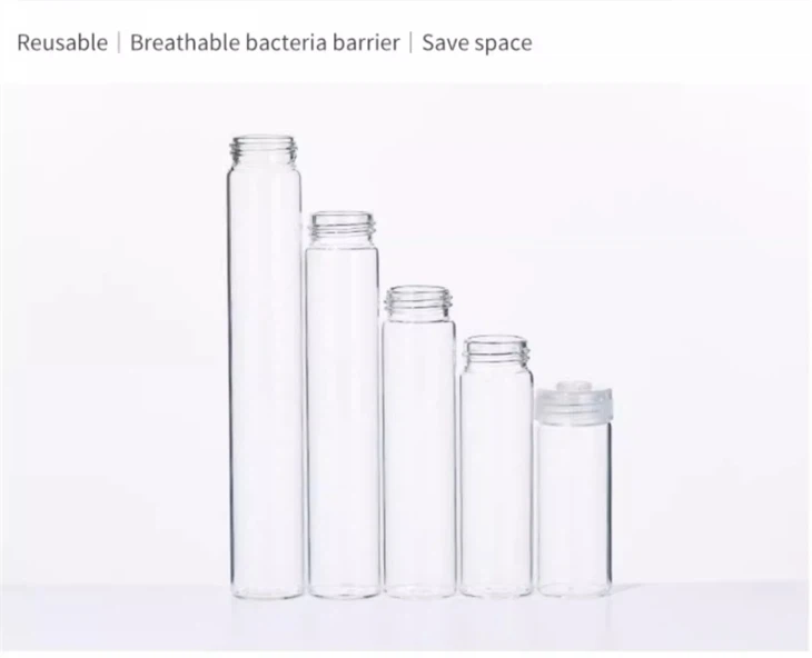 Glass Tissue Culture Test Tube Diameter 30mm Cylinder Shaper Borosilicate Glass Vials With Plastic Cap
